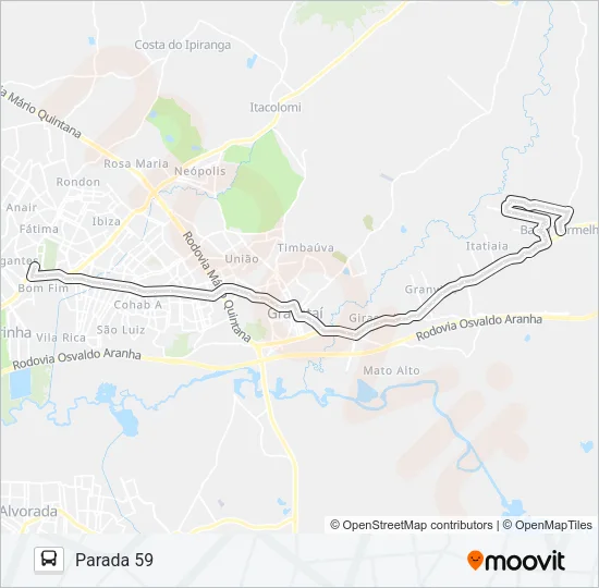 T2 PADRE RÉUS Bus Line Map