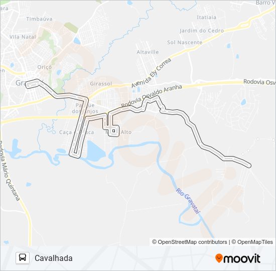 Mapa da linha 26027 CAVALHADA de ônibus