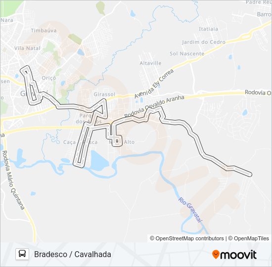 Mapa da linha 26027 CAVALHADA de ônibus