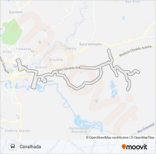 Mapa da linha 26027 CAVALHADA de ônibus