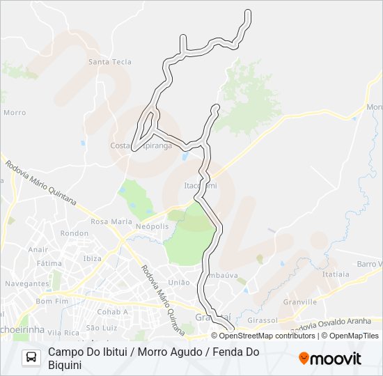 Mapa da linha MG4 MORRO AGUDO de ônibus