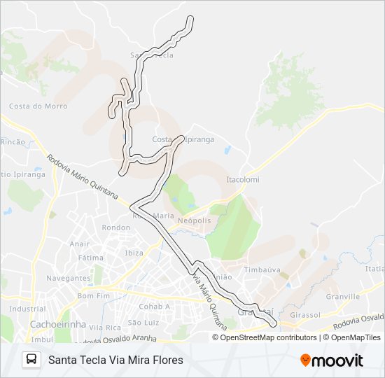 Mapa da linha ST1 SANTA TECLA de ônibus