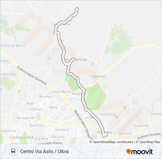 Mapa da linha ST1 SANTA TECLA de ônibus