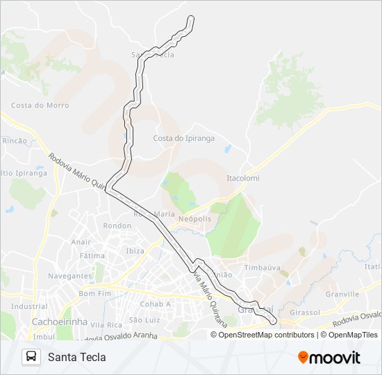 Mapa da linha ST1 SANTA TECLA de ônibus