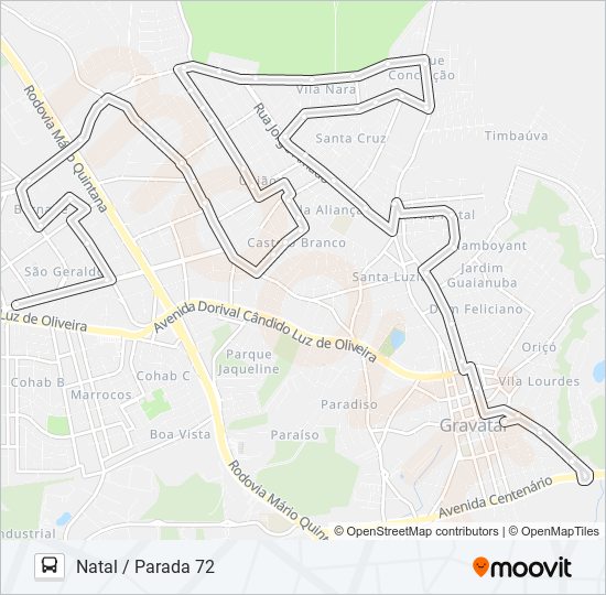 Mapa da linha N1 NATAL / ULBRA de ônibus