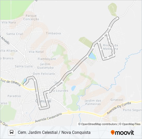 Mapa da linha NC1 NOVA CONQUISTA de ônibus