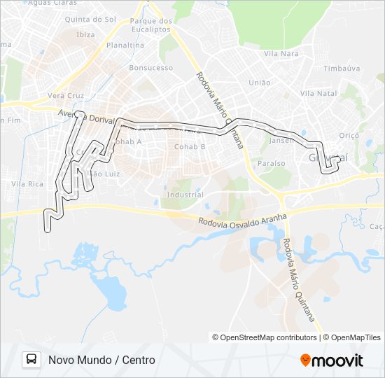Mapa da linha 23120 PARQUE OLINDA de ônibus