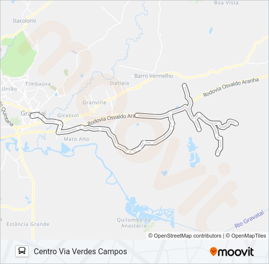 Mapa da linha 26040 TRÊS PORTEIRAS de ônibus