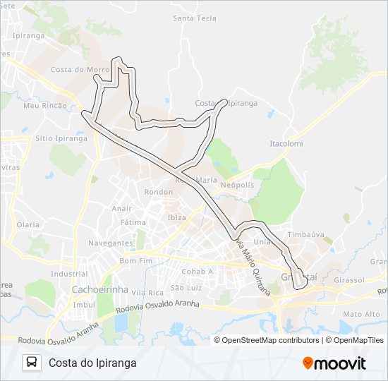 Mapa da linha CI COSTA DO IPIRANGA de ônibus