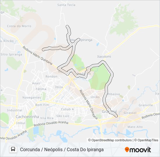 Mapa da linha CI COSTA DO IPIRANGA de ônibus