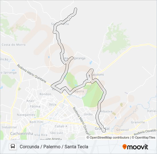Mapa da linha CI COSTA DO IPIRANGA de ônibus