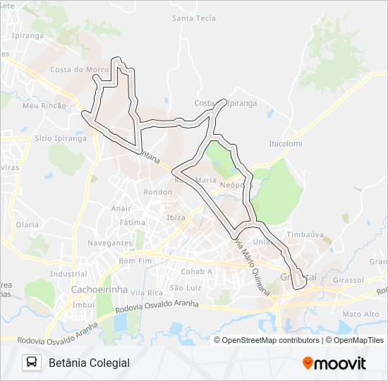 Mapa da linha CI COSTA DO IPIRANGA de ônibus