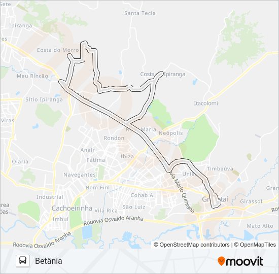 Mapa da linha CI COSTA DO IPIRANGA de ônibus