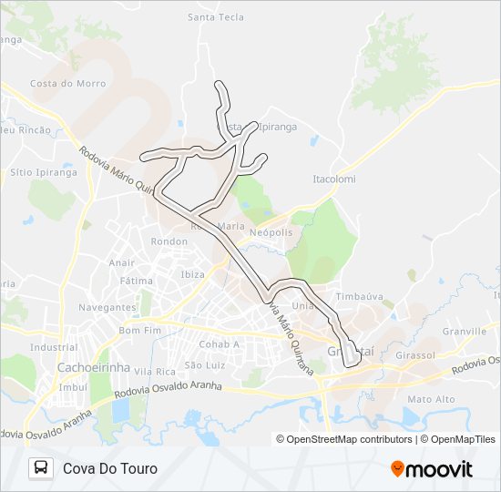 Mapa da linha CI COSTA DO IPIRANGA de ônibus