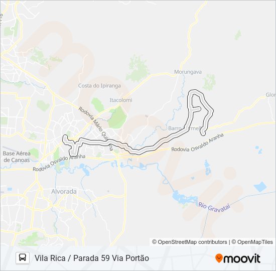 21400 XARÁ / VILA RICA bus Line Map