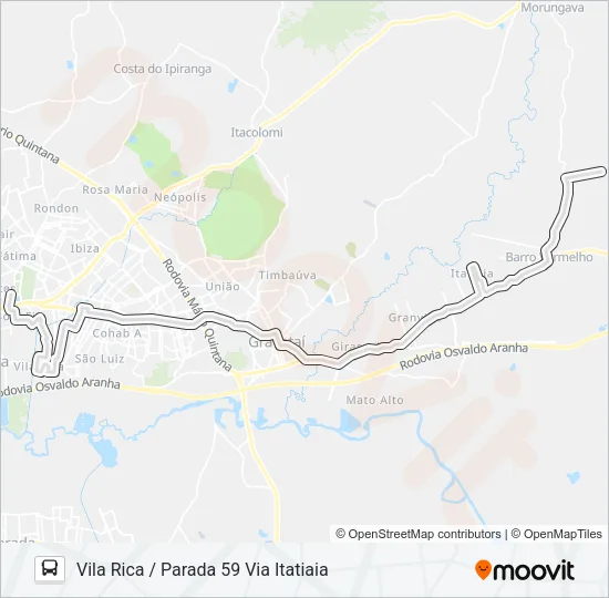 21400 XARÁ / VILA RICA Bus Line Map
