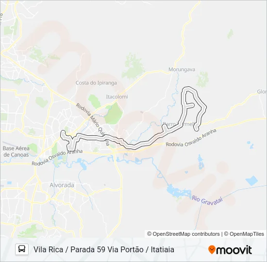 21400 XARÁ / VILA RICA Bus Line Map