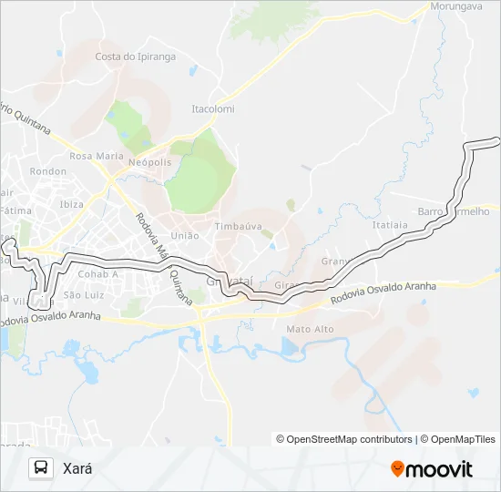 21400 XARÁ / VILA RICA Bus Line Map