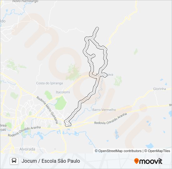 Mapa da linha MG5 MORUNGAVA / RINCÃO de ônibus