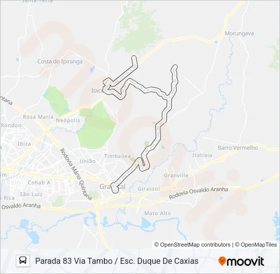 NC2 RINCÃO / PARADA 83 Bus Line Map