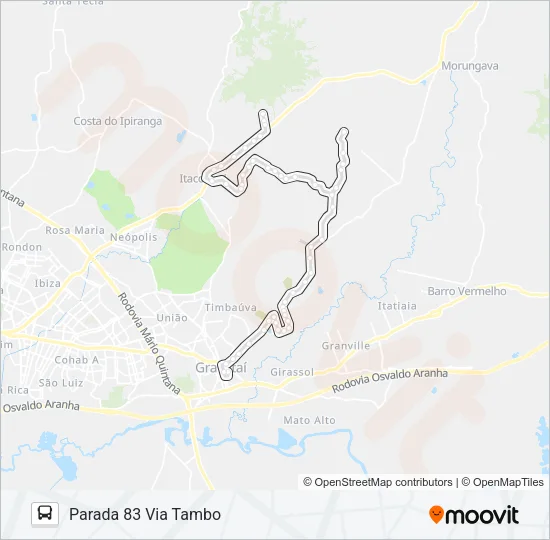 NC2 RINCÃO / PARADA 83 Bus Line Map