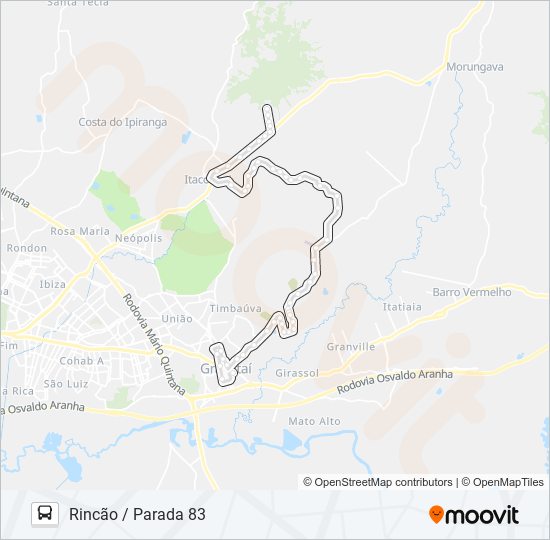 NC2 RINCÃO / PARADA 83 bus Line Map
