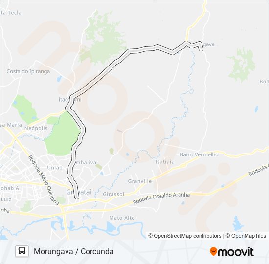 Mapa de MG2 MORUNGAVA / CORCUNDA de autobús
