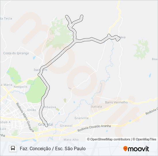 Mapa de MG2 MORUNGAVA / CORCUNDA de autobús