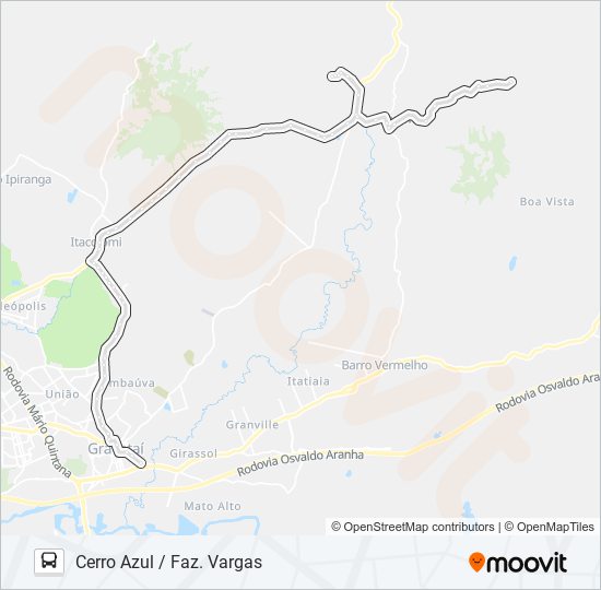 Mapa da linha MG2 MORUNGAVA / CORCUNDA de ônibus