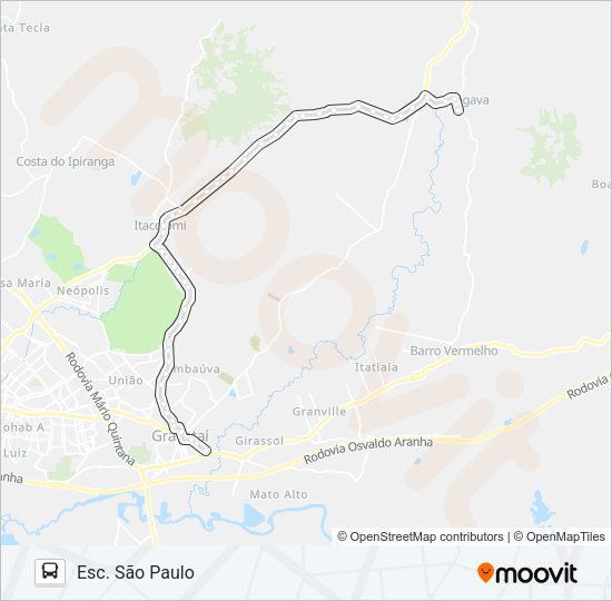 Mapa da linha MG2 MORUNGAVA / CORCUNDA de ônibus