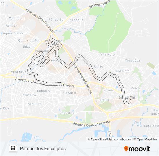 Mapa de N2 PARQUE DOS EUCALIPTOS de autobús