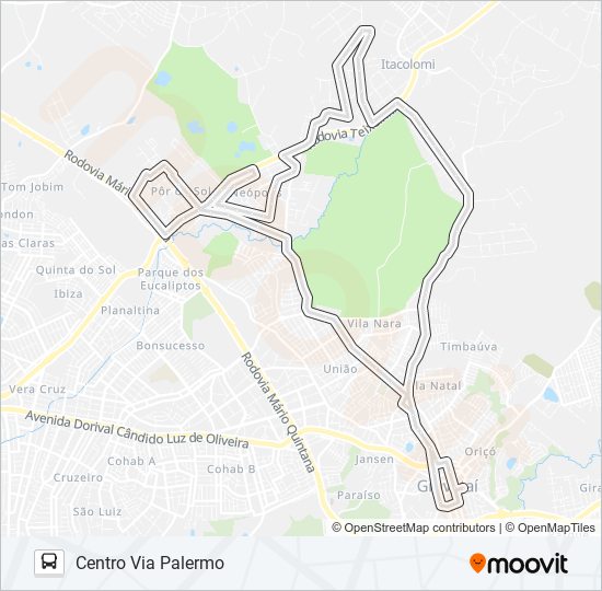 Mapa da linha N5 NEÓPOLIS / ROSA MARIA de ônibus