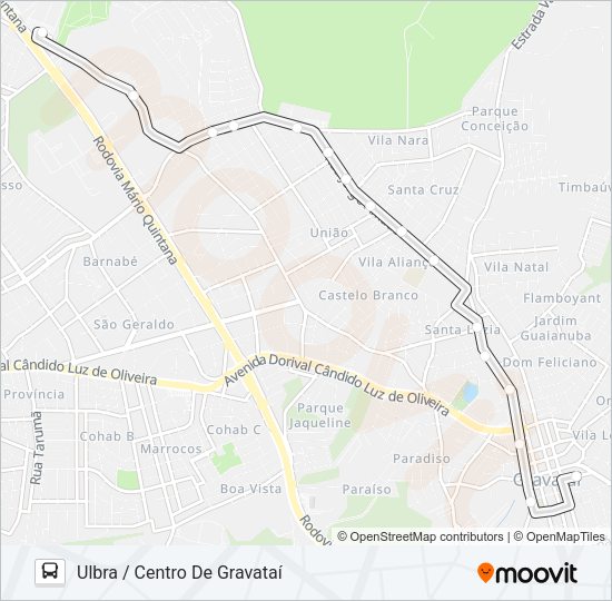 Mapa da linha N6 CIRCULAR CENTRO ULBRA de ônibus