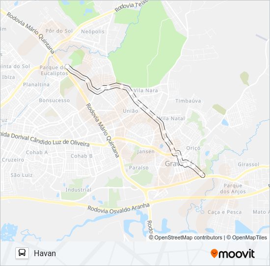 Mapa da linha N6 CIRCULAR CENTRO ULBRA de ônibus