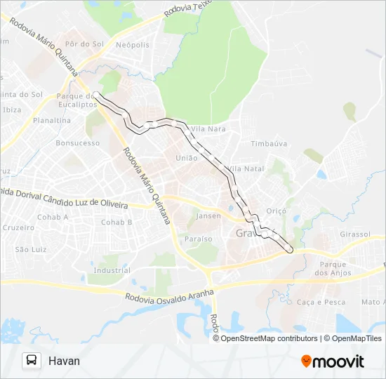 N6 CIRCULAR CENTRO ULBRA Bus Line Map
