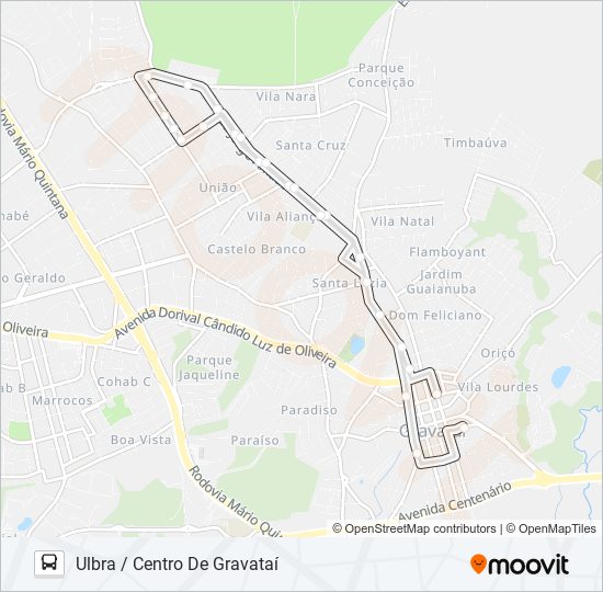 Mapa da linha N6 CIRCULAR CENTRO ULBRA de ônibus