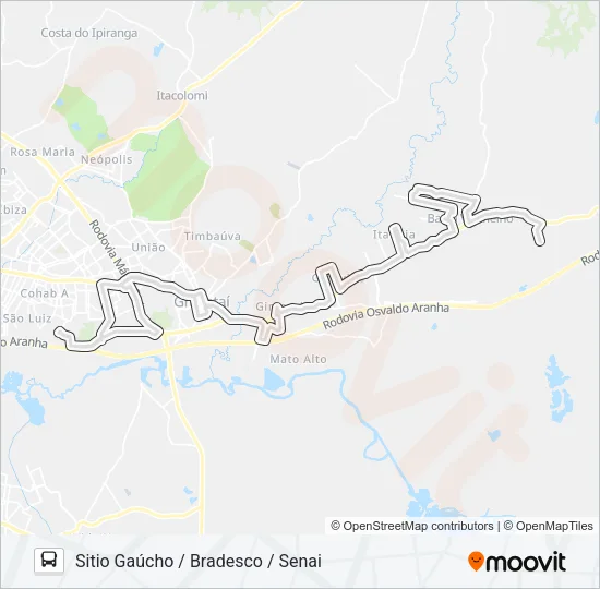 T7 PADRE RÉUS / ITATIAIA Bus Line Map