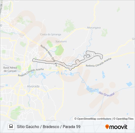 Mapa da linha T7 PADRE RÉUS / ITATIAIA de ônibus
