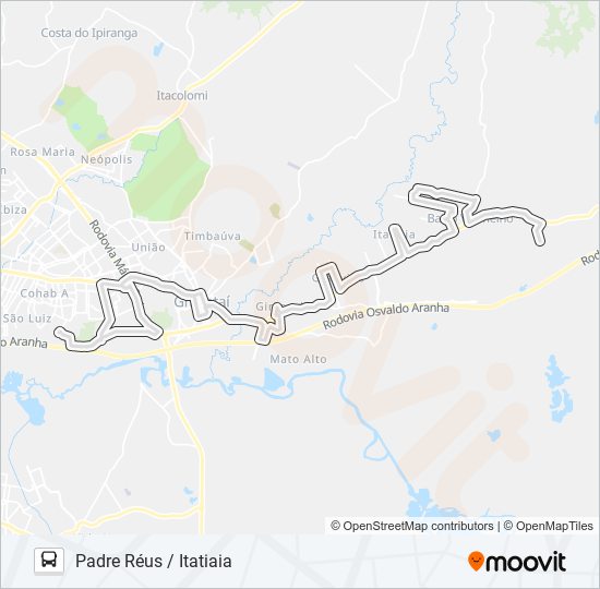T7 PADRE RÉUS / ITATIAIA bus Line Map