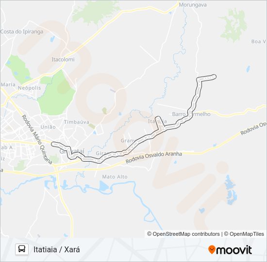 Mapa da linha 21100 XARÁ / ITATIAIA P.59 de ônibus