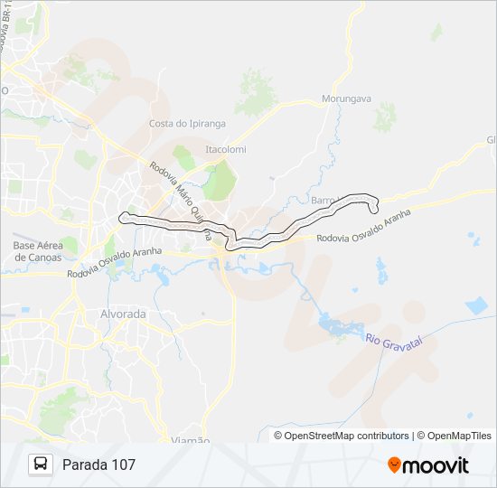 Mapa da linha T1 P. 107 / P. 59 - SHOPPING de ônibus