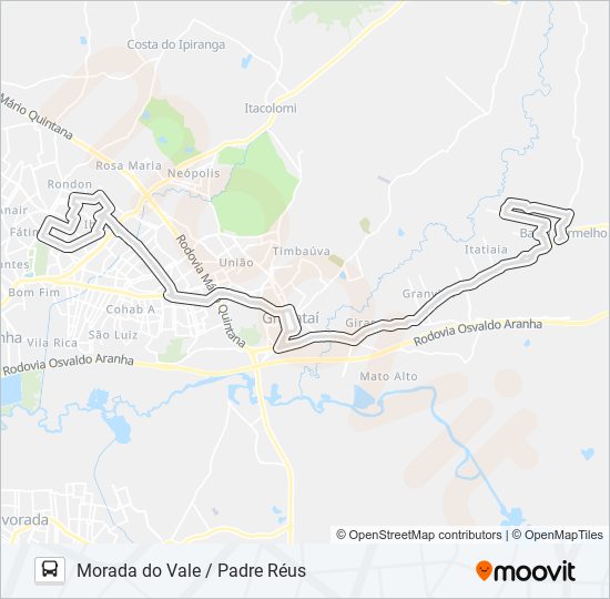 Mapa da linha MIDI MORADA DO VALE / PADRE RÉUS de ônibus