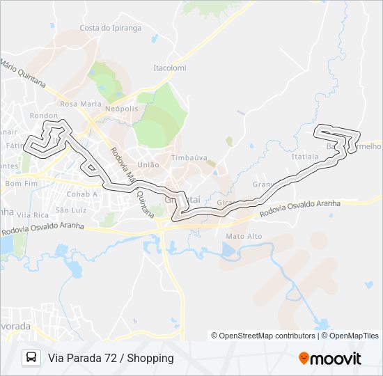 Mapa da linha MIDI MORADA DO VALE / PADRE RÉUS de ônibus