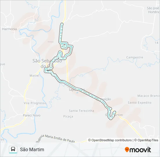 RIO BRANCO / SÃO MARTIM Bus Line Map
