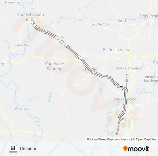 RT752 SÃO SEBASTIÃO DO CAÍ / UNISINOS Bus Line Map