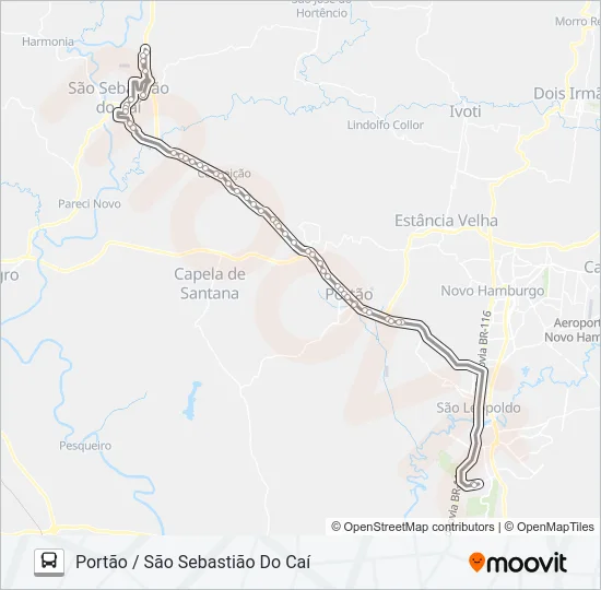 RT752 SÃO SEBASTIÃO DO CAÍ / UNISINOS Bus Line Map