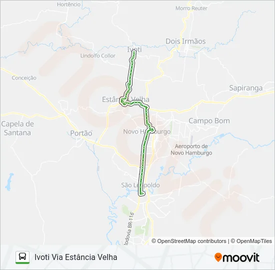 R752 IVOTI / SÃO LEOPOLDO Bus Line Map
