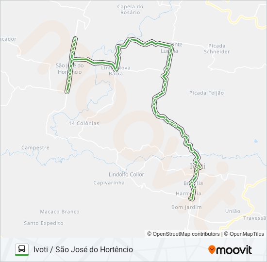Mapa da linha 175 IVOTI / SÃO JOSÉ DO HORTÊNCIO de ônibus