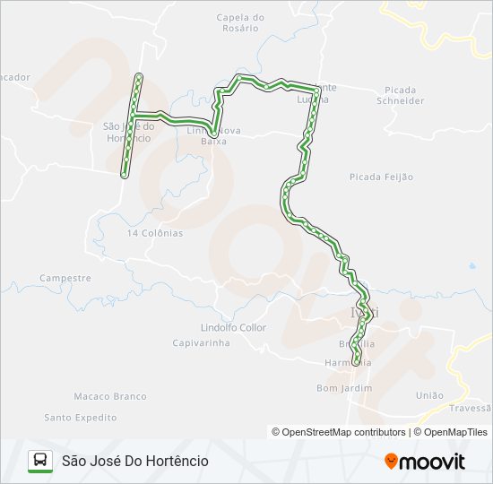 Mapa da linha 175 IVOTI / SÃO JOSÉ DO HORTÊNCIO de ônibus