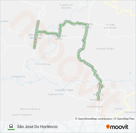 175 IVOTI / SÃO JOSÉ DO HORTÊNCIO Bus Line Map